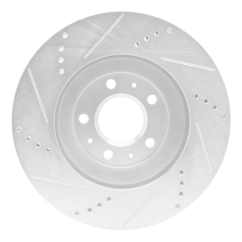 Cadillac CTS Brake Rotor (1) - Front Right - R1 Concepts - Drilled & Slotted - Silver - `04-`08